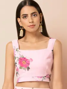 INDYA Women Pink Floral Print Fitted Crop Top