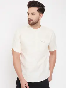 even Men Yellow Woven Design Straight Kurta