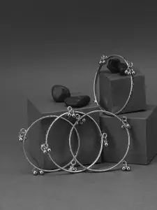 Adwitiya Collection Set of 4 Oxidised Silver-Plated Handcrafted Bangles