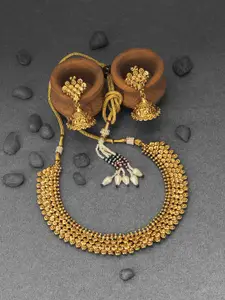 Adwitiya Collection Gold-Plated Copper Antique Necklace