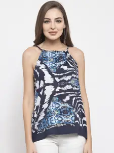 Purple State Women Blue Printed Top