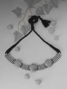 Adwitiya Collection Silver-Plated Brass Oxidised Necklace