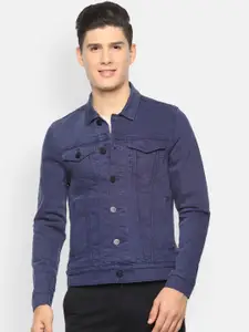 Louis Philippe Jeans Men Blue Solid Denim Jacket