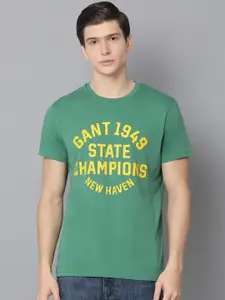 GANT Men Green Printed Round Neck T-shirt