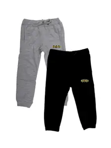 YK Justice League Boys Pack Of 2 Solid Joggers with Batman Print Detail