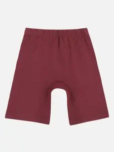 PROTEENS Girls Maroon Solid Slim Fit Sports Shorts