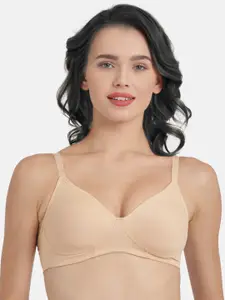 Enamor Beige Non-Wired Non Padded High Coverage Everyday Bra A042