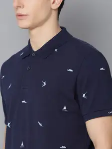 GANT Men Blue Printed Polo Collar T-shirt