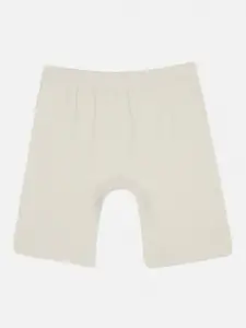 PROTEENS Girls Off-White Solid Slim Fit Sports Shorts