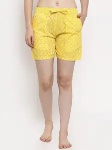 Secret Wish Women Yellow Printed Lounge Shorts