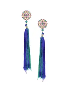 Tistabene Gold-Plated Green Enamelled Contemporary Drop Earrings