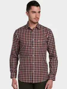 ColorPlus Men Red & Grey Tailored Fit Checked Casual Shirt
