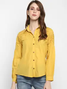 Taurus Women Yellow Regular Fit Solid Casual Shirt
