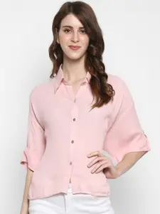Taurus Women Pink Regular Fit Self Design Casual Shirt