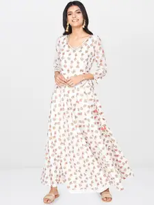 Global Desi Women Off-White Printed Maxi Dress