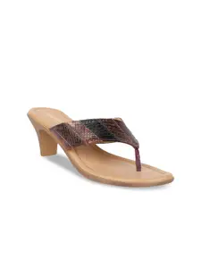 Bata Women Brown Textured Block Heels