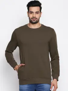 BYFORD by Pantaloons Men Olive Brown Solid Sweatshirt