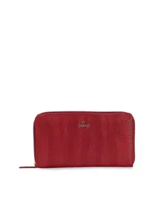 Lavie Women Red Textured Zip Around Wallet