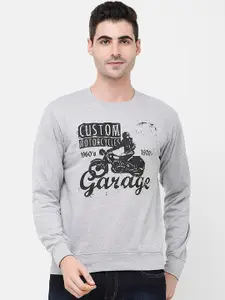 MADSTO Men Grey Printed Sweatshirt