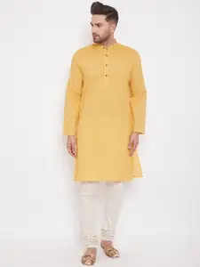 even Men Yellow Solid Straight Kurta