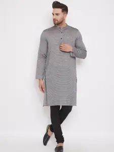 even Men Grey Woven Design Straight Kurta