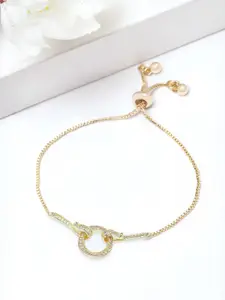 AVANT-GARDE PARIS Gold-Plated & White Crystal-Studded Charm Bracelet
