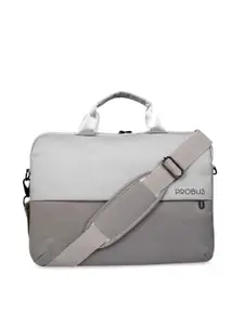 PROBUS Unisex Grey & Off-White Colourblocked Laptop Sleeve