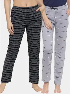 Claura Women Pack of 2 Printed Lounge Pants
