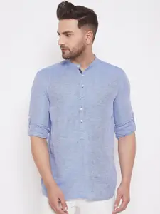even Men Blue Woven Design Straight Kurta