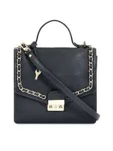 Eske Navy Blue Solid Satchel