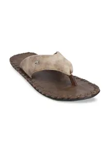 Metro Men Beige Solid Comfort Sandals