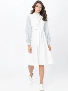 Tokyo Talkies Women White Solid Fit and Flare Dress