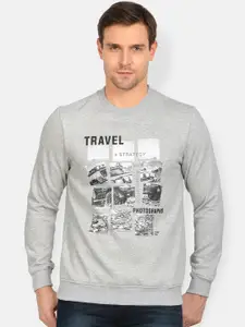 t-base Men Grey Printed Sweatshirt