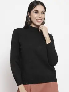 Gipsy Women Charcoal Grey Solid Pullover Sweater