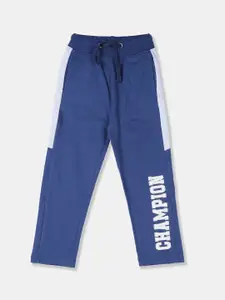 Cherokee Boys Navy Blue & White Printed Straight-fit Track Pants