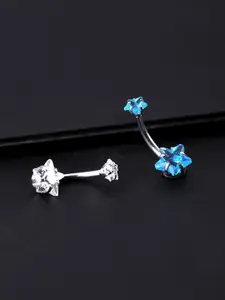 Yellow Chimes Woman Set Of 2 Stainless Steel Navel Piercing Belly Button Rings