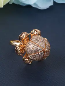 JEWELS GEHNA Rose Gold-Plated White Stone Studded Handcrafted Finger Ring