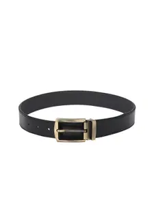 Calvadoss Men Black & Silver-Toned Solid Sustainable Belt