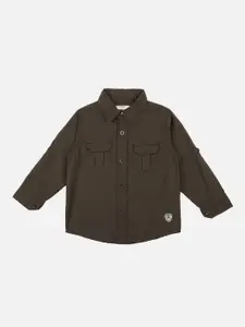 Bodycare First Boys Olive Green Slim Fit Solid Casual Shirt