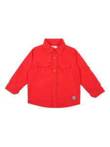 Bodycare First Boys Red Slim Fit Solid Casual Shirt