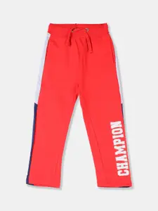 Cherokee Boys Red & Blue Colorblocked Straight-Fit Track Pants