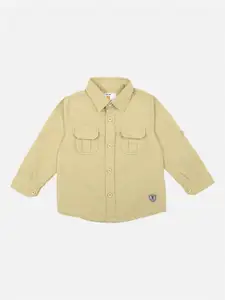 Bodycare First Boys Beige Slim Fit Solid Casual Shirt