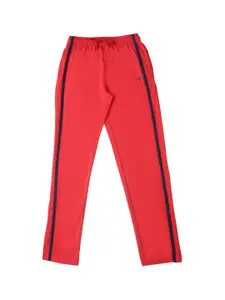 Dollar Boys Red Solid Straight-Fit Track Pants