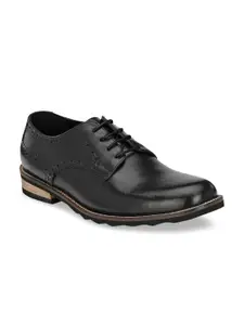CARLO ROMANO Men Black Perforated Leather Derbys