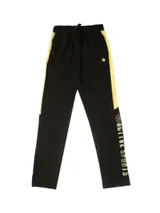 Dollar Boys Black & Yellow Solid Straight-Fit Track Pants