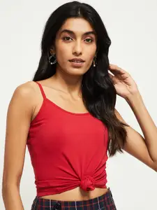 max Women Red Solid Camisole NOOSVOILARED