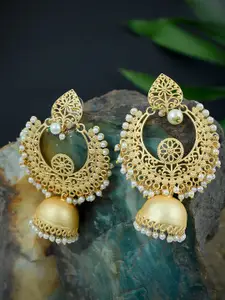 Silvermerc Designs Gold-Toned & White Dome Shaped Chandbalis