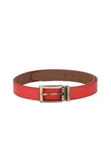 Calvadoss Men Red & Silver-Toned Solid Belt