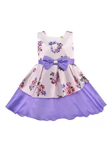 Wish Karo Girls Purple Printed Fit and Flare Dress
