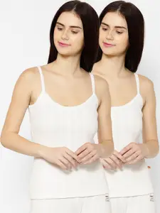 VIMAL JONNEY Women Pack Of 2 White Solid Thermal Tops